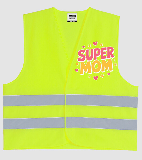 Super Mom Negru model galben neon pe tricou