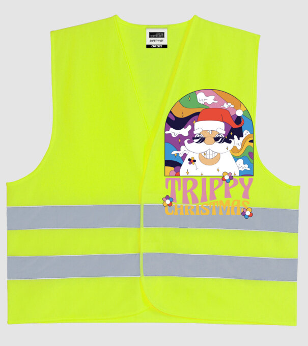 Trippy Christmas model galben neon pe tricou