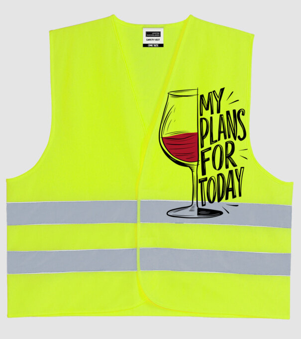 Wine Plans For Today Alb model galben neon pe tricou