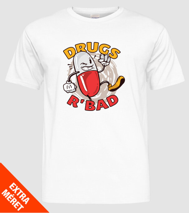 Drogurile sunt rele model alb pe tricou