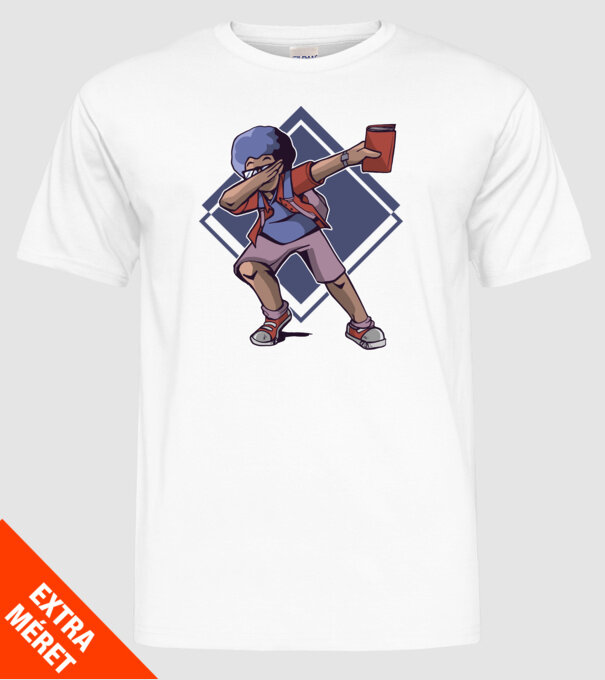 Student afro model alb pe tricou