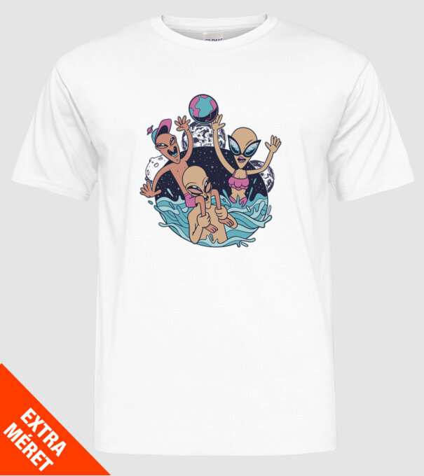 Alien Familie ștrand model alb pe tricou