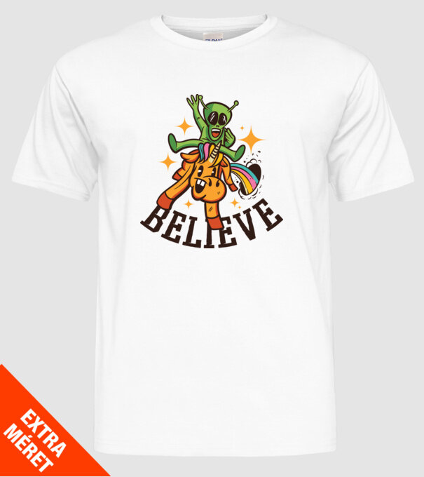 Unicorn Alien model alb pe tricou