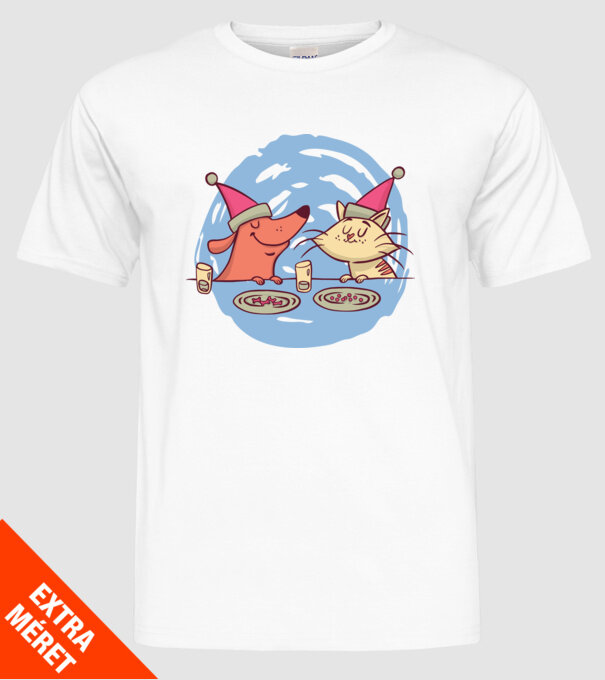 Petrecere de Crăciun animale model alb pe tricou