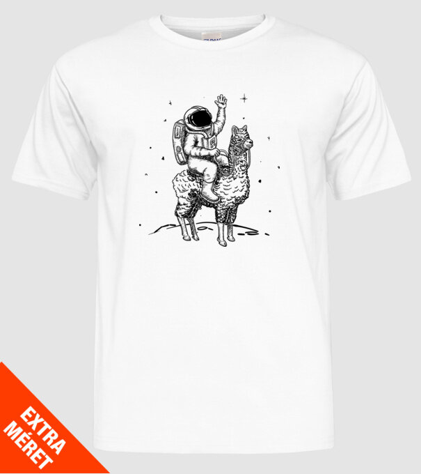 Alpaca Astronaut model alb pe tricou