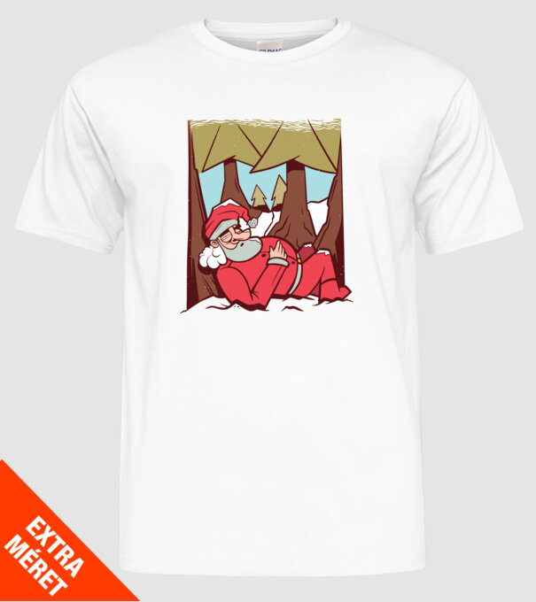 Moș Crăciun dormind model alb pe tricou