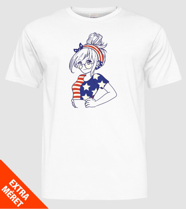 fată Americană Anime model alb pe tricou
