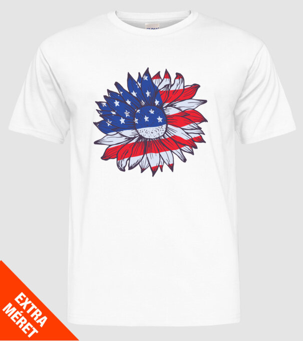 Floarea-soarelui americană Usa Sunflower model alb pe tricou