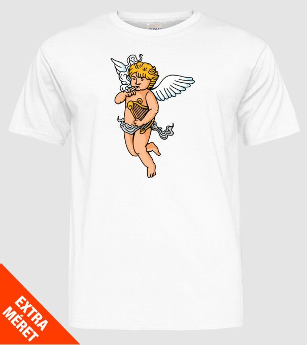 Înger cu Țigaretă model alb pe tricou