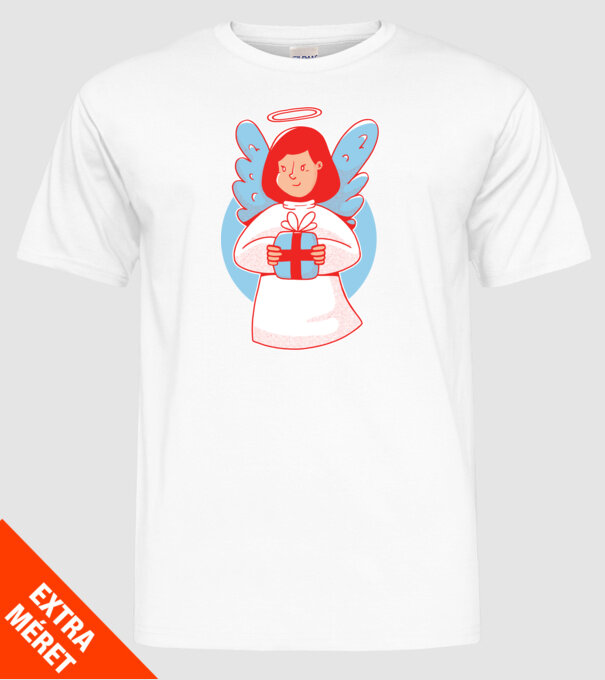 Înger cu un cadou model alb pe tricou