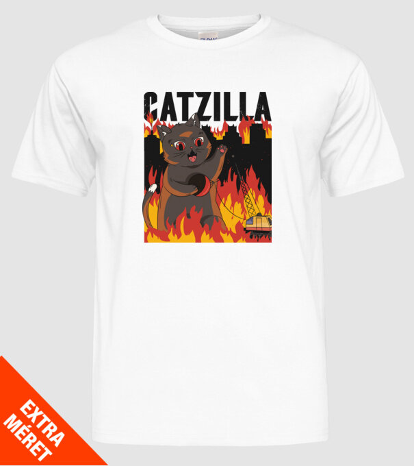 Anime Catzilla model alb pe tricou