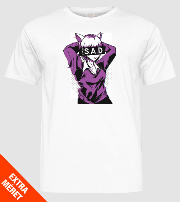 Anime fată tristă model alb pe tricou