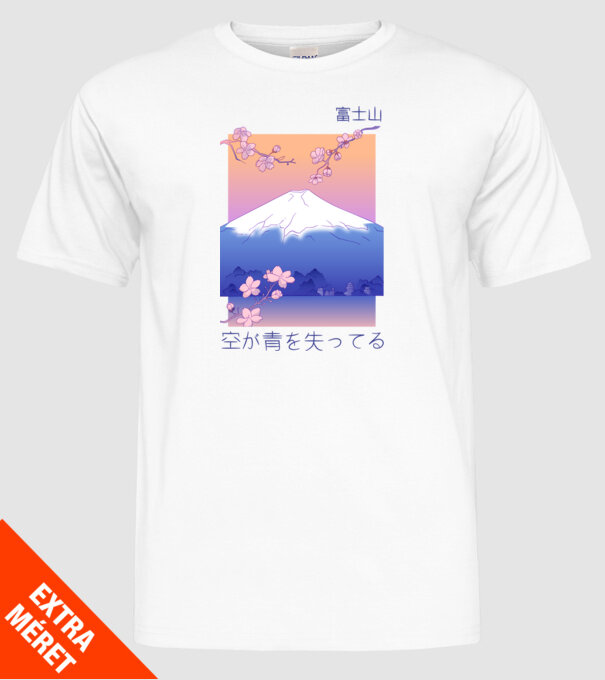 Anime Vaporwave munte model alb pe tricou