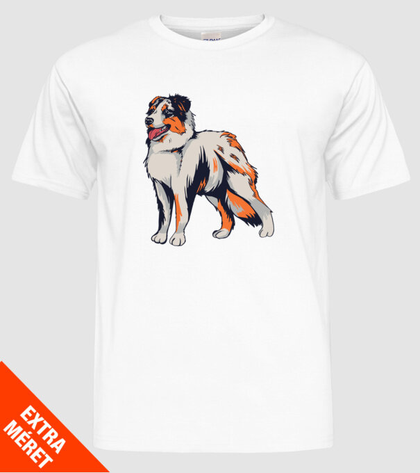 Câine ciobănesc Australian model alb pe tricou