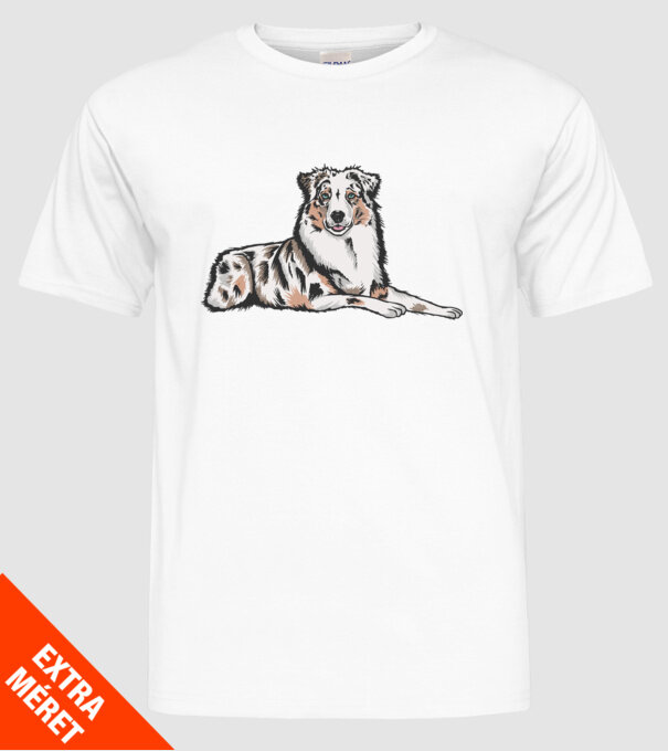 Câine ciobănesc Australian model alb pe tricou