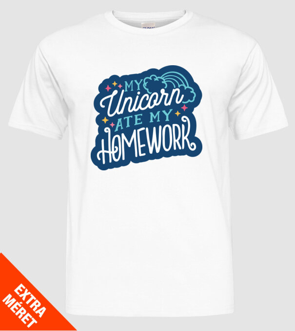 Unicornul meu mi-a mâncat tema de casă model alb pe tricou
