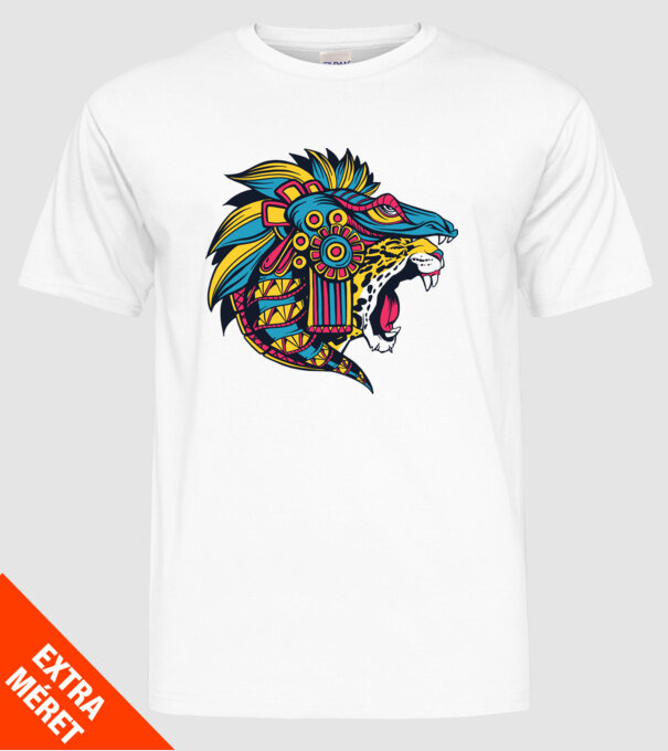 Aztec Jaguar model alb pe tricou