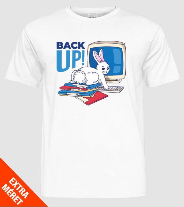 Back up bunny model alb pe tricou