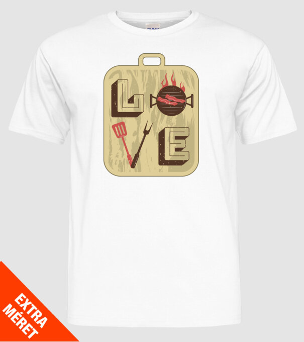 Dragoste BBQ model alb pe tricou