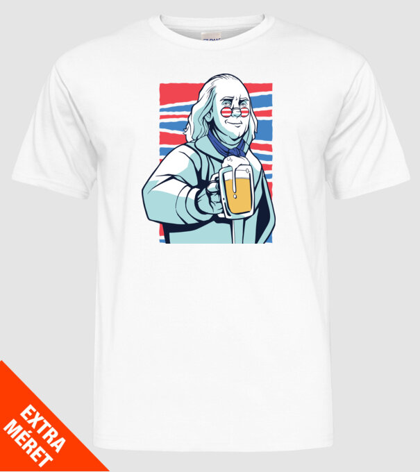 Benjamin Franklin Beer model alb pe tricou