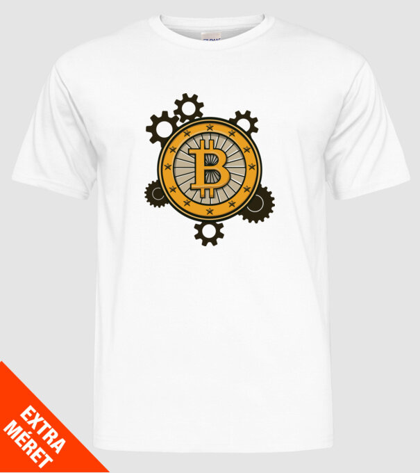 Mecanică Bitcoin model alb pe tricou