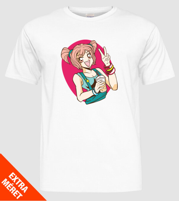 Bobba fată Anime model alb pe tricou