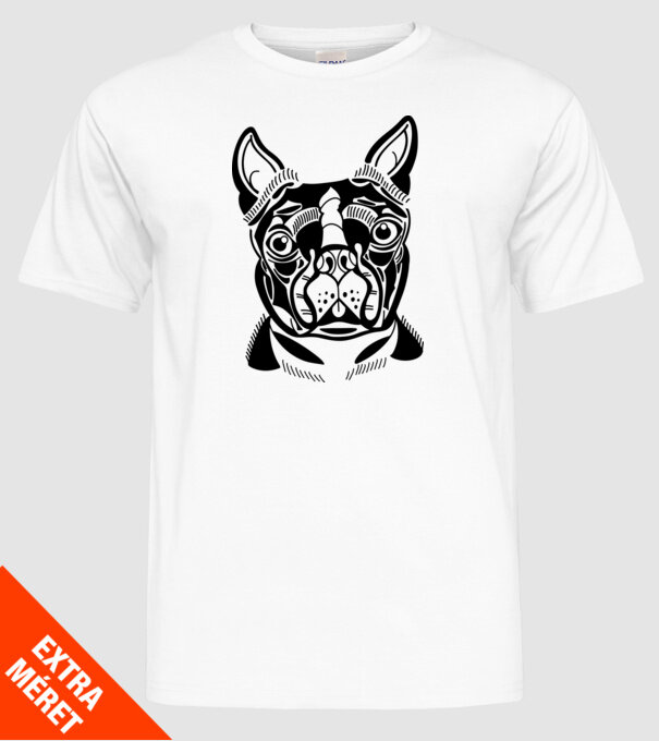 Câine Boston Terrier model alb pe tricou