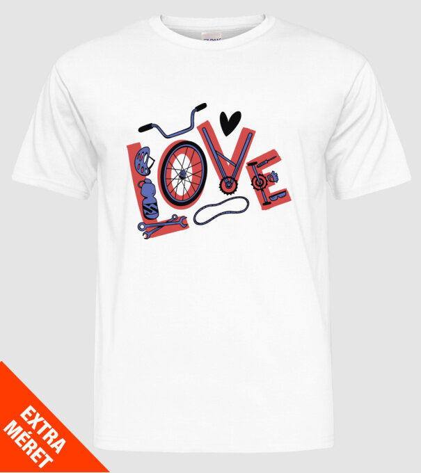 Love Bicicletă model alb pe tricou