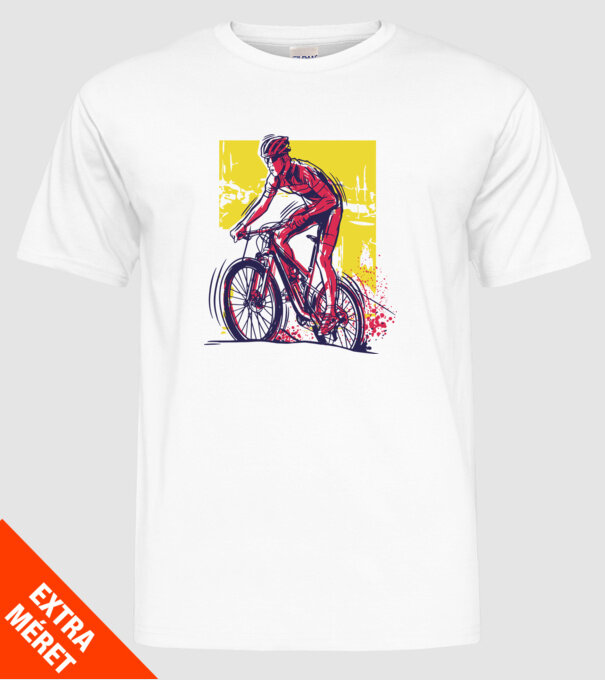 Ciclist model alb pe tricou