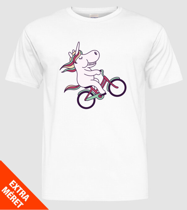 unicorn cu bicicletă model alb pe tricou