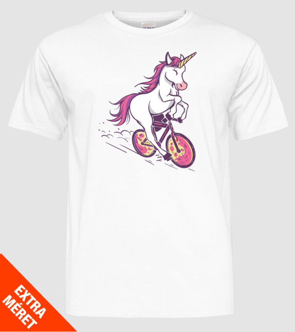 unicorn cu bicicletă model alb pe tricou