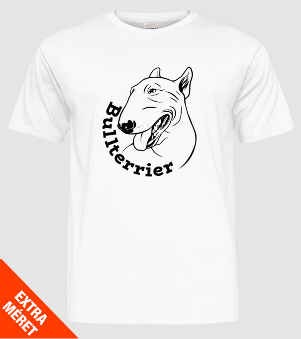 Bull Terrier model alb pe tricou