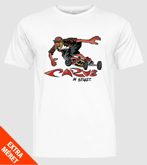 Carveboard Longboard model alb pe tricou