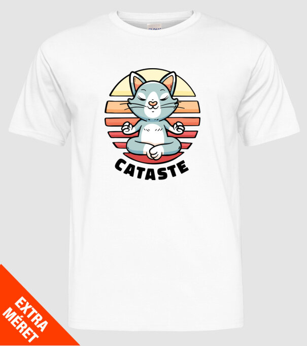 Pisică Cataste meditație model alb pe tricou