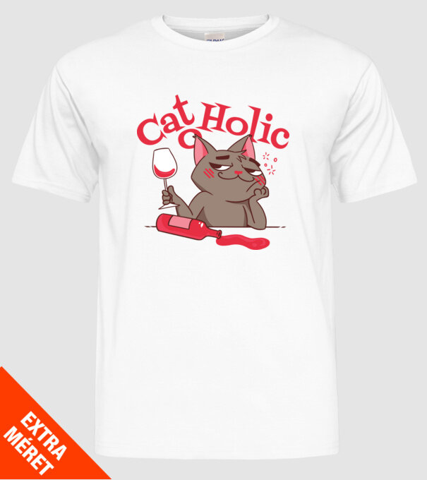 Catoholic - iubitor de pisici model alb pe tricou