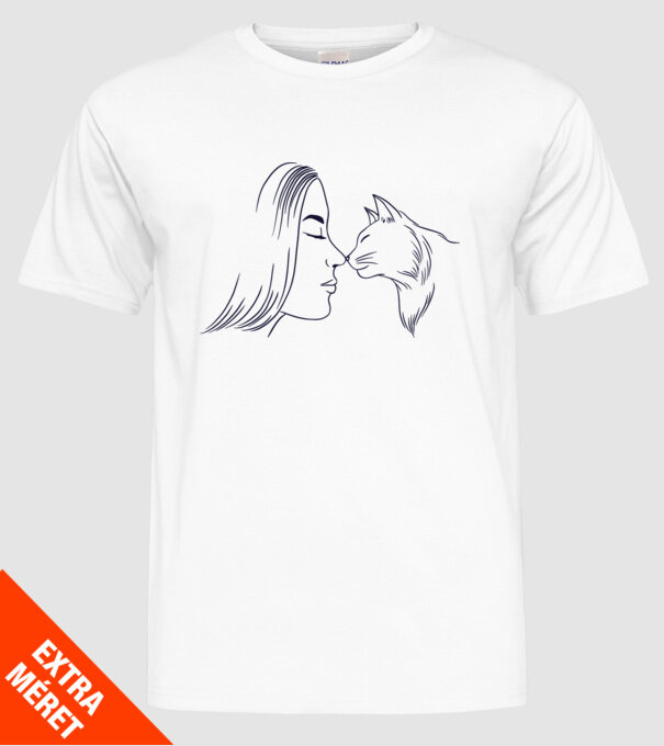 Dragoste Pisică model alb pe tricou