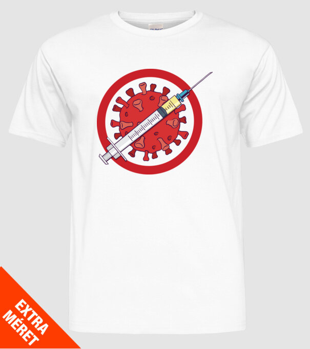 Vaccin virus (?) model alb pe tricou