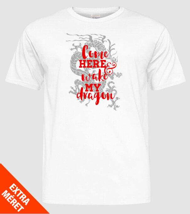 Come here and wake my dragon model alb pe tricou