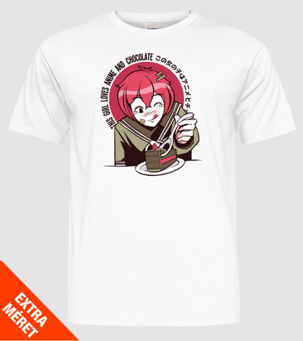 Doar o fată căreia îi place Anime și ciocolata model alb pe tricou