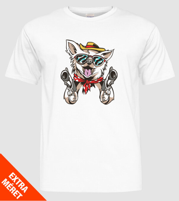 Chihuahua cu Pistol model alb pe tricou