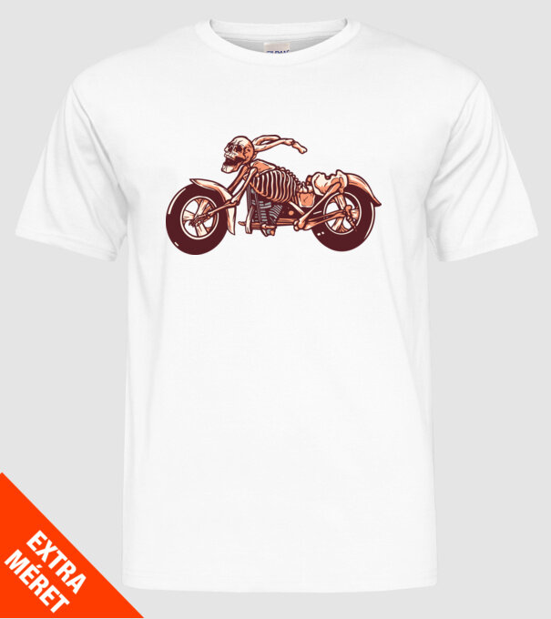 Motocicletă cu Schelet model alb pe tricou