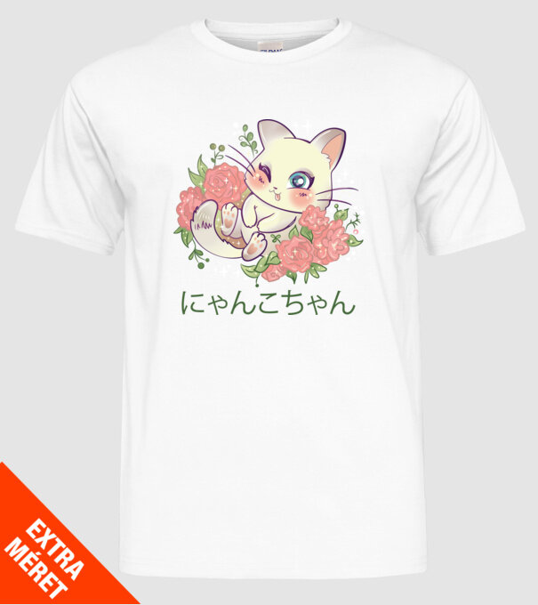 Pisicuță drăguță Anime model alb pe tricou