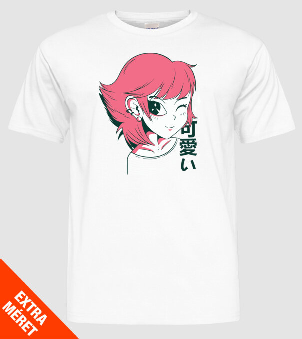 Fată drăguță Anime model alb pe tricou