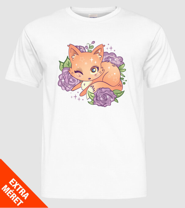 Vulpe Drăguță Anime model alb pe tricou