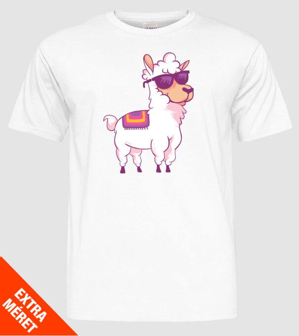 Llama drăguț model alb pe tricou