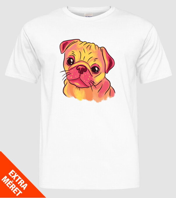 Cap de Mops drăguț model alb pe tricou