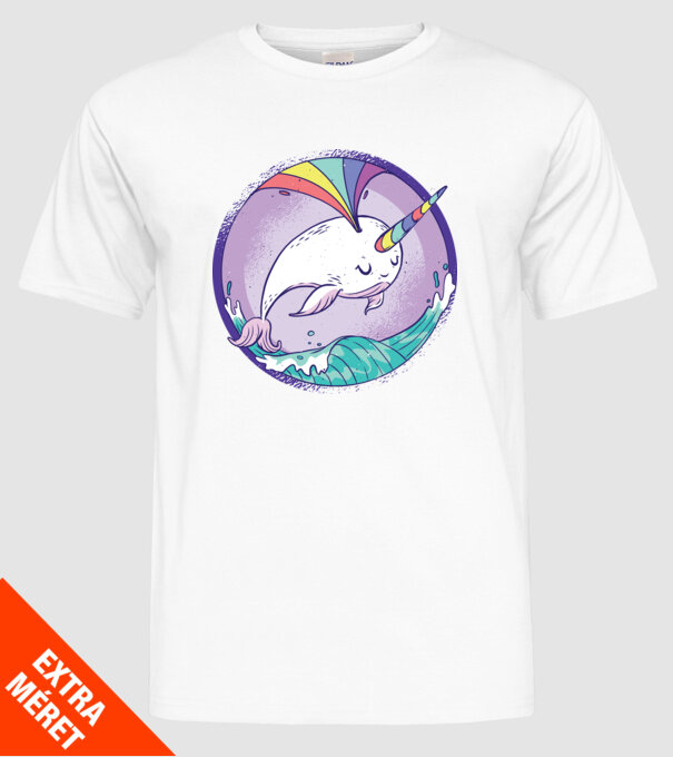 Unicorn drăguț Balenă - Narval model alb pe tricou