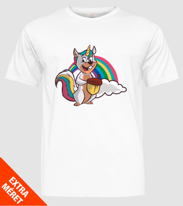 Unicorn drăguț Veveriță model alb pe tricou