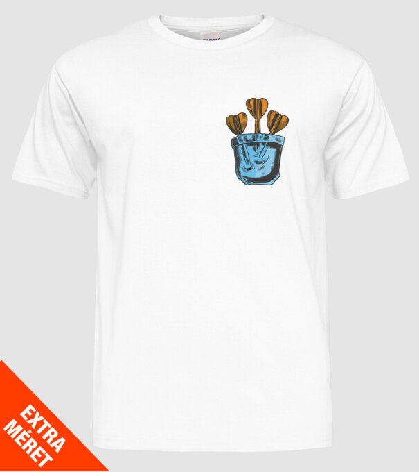 Darts buzunar model alb pe tricou