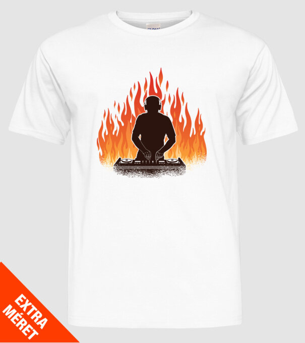 DJ Flăcări model alb pe tricou